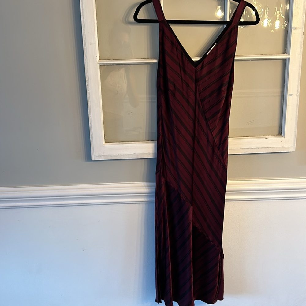 Gold Hawk Midi Stripe Cocktail Slip Dress *Never Worn*   Burgundy / Black  SMALL - Picture 10 of 10